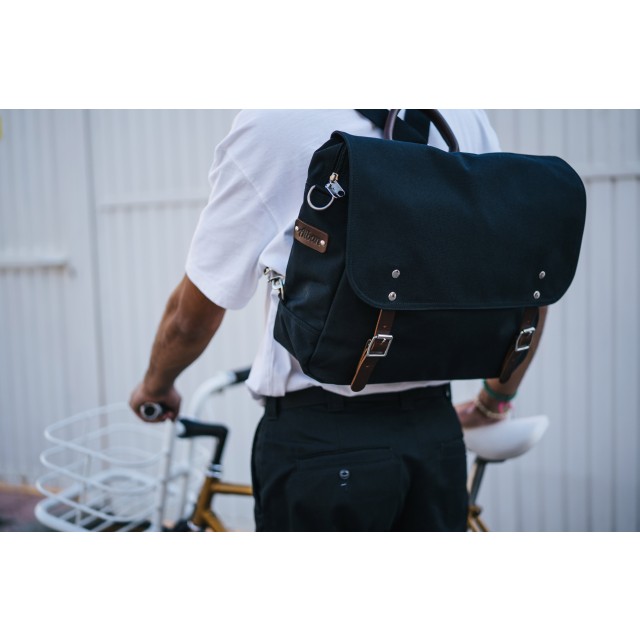 NEW Cycle Satchel Backpack Pannier – Black Cordura & Brown Bridle Leather