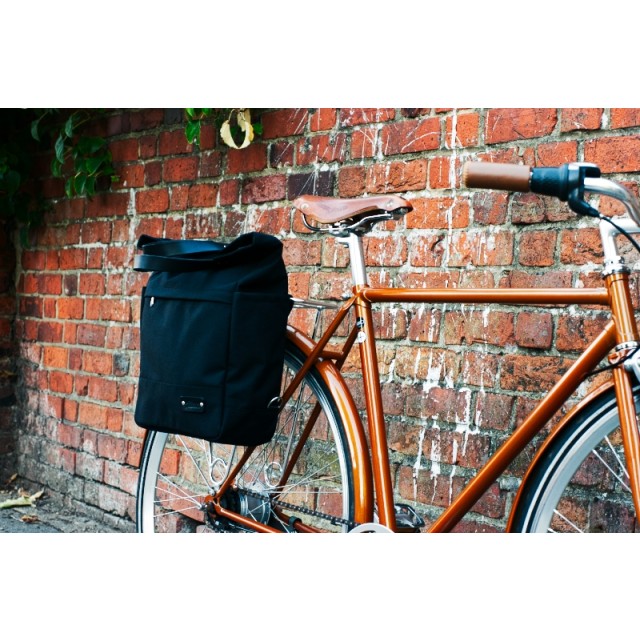 NEW Tote Backpack Pannier – Black Cordura, Black Bridle Leather