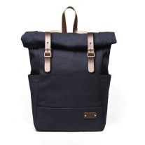 Roll Top Backpack Navy Blue / Brown - Limited Edition 