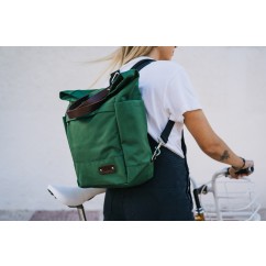 NEW Tote Backpack Pannier – Forest Green Cordura, Brown Bridle Leather