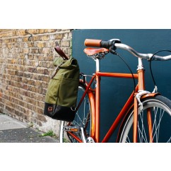 18 litre Convertible Roll Top Backpack / Pannier Bag - Olive Green | Brown