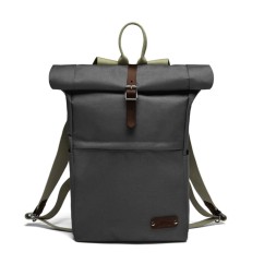 Small Roll Top Backpack Grey / Brown