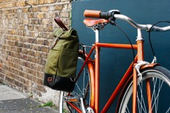 18 litre Convertible Roll Top Backpack / Pannier Bag - Olive Green | Brown