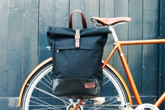 13 litre Convertible Roll Top Backpack / Pannier Bag - Black | Brown