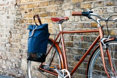 13 litre Convertible Roll Top Backpack / Pannier Bag - Navy Blue | Brown