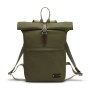 Small Roll Top Backpack - Green / Dark Brown